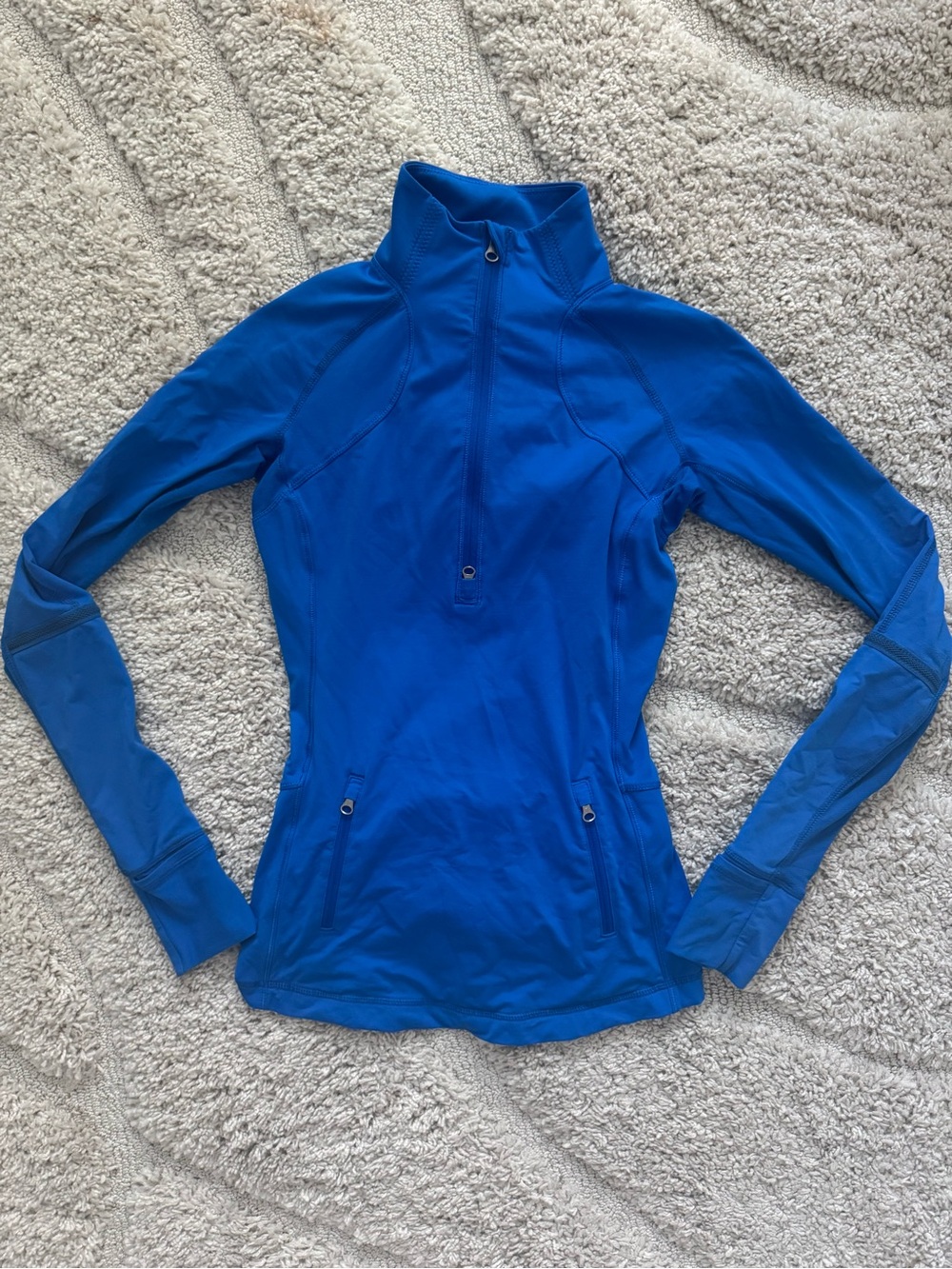 Lululemon Y2K Royal Blue Quarter Zip Jacket Reflective Thumbholes Rare Active 4